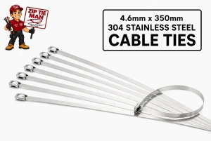4.6mm x 350mm 304 Stainless Steel Cable Ties 100pcs